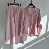 Summer Autumn Cotton Linen Women's 2 Piece Sets Outfits Vintage Elegant Casual Oversized Loose Shirts Blouses and Pants