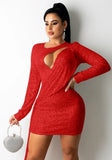 Sequin Cut Out Sexy Long Sleeve Club
