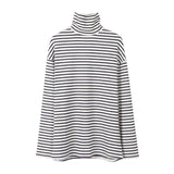 New Black White Striped Long Sleeve T Shirts Women Loose T-shirt Womens Female Fashion Korean Style School Students