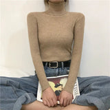 Solid Color Basic Versatile Turtleneck Sweater Thick Winter Long Sleeve Classic Knitted Bottoming Shirt Women Top