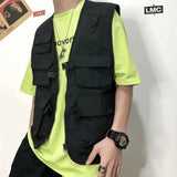 Men's Vest New 2023 Summer Hong Kong Style Relaxed Leisure Men's Trend Large-Size Vest Clip Overcoat-Outfit