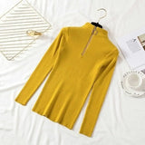 Solid Zipper Pullover Sweater Knitted Autumn and Winter 2022 Long Sleeve Pull Femme Slim Jumper Women Sweaters Tops