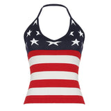 Street Star Stripe Spell V-Neck Hanging Neck Coat Thaired