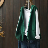 Knitted Vest Vest Women 2025 Autumn And Winter New Literary And Artistic Leisure Double Pockets Without Sleeves Outside Wearing