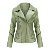 Winter Black Faux Leather Jackets Women Long Sleeve Plus Size Zipper Basic Coat Turn-down Collar Motor Biker