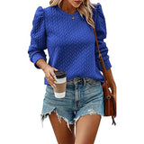 Hoodies Women Autumn Sweet Puff Sleeve Tees Flare Long Sleeve Sweatershirt Tops Elegant Folds Outfits Y2k Tops-Outfit