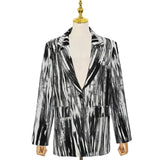 Casual Loose Colorblcok Tie Dye Blazers For Women Notched Long Sleeve Fashion Jackets Female 2022 Style