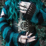 Gothic Punk Hole Stripe Tshirt Women Pastel Goth Fairy Grunge Harajuku Top Oversized Dark Aesthetic Emo alt