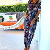 new European and American fashion printed skull jumpsuit cargo pants