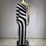 New Zebra-Sclegged Long-Sleeved Leg Banding Party Dress Dress