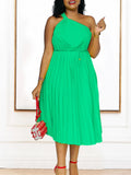 Women's 2025 Summer New Solid-Colored Oblique Shoulder Strap A Skirt Loose Pressure