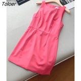 Elegant Lady Sexy O-neck Women's Dress Bottoming Sleeveless Sundress Summer Apricot Orange White Dresses Female