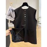 Products Are Unique And Chic, Wearing A Round-Neck Suit And A Small Vest, A Sleeveless Vest Is Designed For Women In Spring And Autumn.-Outfit