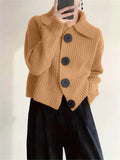 Women's Loose Korean Version Of Fashion Casual Big Collar Knitted Cardigan