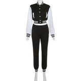 Sisterlinda Autumn Casual Women Tracksuit 2 Piece Set Long Sleeve Baseball Tops Coat+High Waist Trousers Female Matching