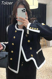 Women Jackets O-neck Long Sleeve Double-breasted Coat 2023 Ropa Mujer Fashion Vintage Temperament Tops Y2k Clothes
