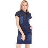 Summer Fashion Denim Dress Hot Sale Casual Loose Jean Dress Lady Plus Size Slim Short Sleeve Clothing Elegant Dress