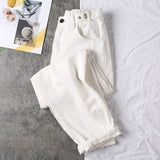 Women High Waist Denim Streetwear Plus Size Loose Harem Ankle-length Trousers Womens Velvet Warm Casual All-match
