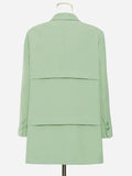 Women Green Button Irregular Big Size Blazer New Lapel Long Sleeve Loose Fit Jacket Fashion Spring Autumn 2023