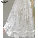 2023 Summer Women Skirt Tassel Retro Embroidered Midi Skirts Sweet Chic Casual Beach Boho jupe longue femme