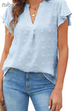 Sleeve Casual V-neck Summer Blouse Ladies Tops Fashion Women Outfits Chiffon Shirt Casual Loose Clothing Elegant New