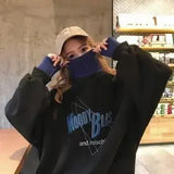 Turtleneck Hoodies Women Plus Velvet Warm Harajuku Printed Pullovers Tops Womens Oversize Patchwork Leisure Chic