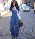 Women's Loose-Fitting Denim Slings Women's Spring Street Fashion Multi-Pocket