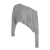 Street Style Languid Shoulders Loose Simple Leisure Long-Sleeved Shawl Hottie Umbilical Thin