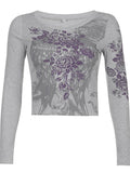 sleeve crop top with floral