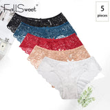 5 pcs/pack ! Ultra Thin Lace Panties Mid Rise Soft Women Brief Hollow Transparent