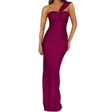 2025 New Dress Sexy Temperament Palette Solid Color Splicing Bag Hips Long