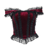 Autumn New Hot Girls Sexy Vest Dark Style Slim Suede Lace Blouse-Outfit
