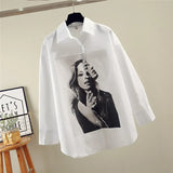 Women Blouses 2020 Spring Autumn loose shirts Character Printing Long Sleeve Blouses Shirts Blusas