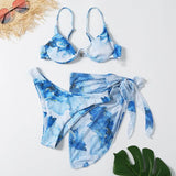 V-Bar Underwire Bikini 2021 New Three Pieces Bikini Set Swimwear Women Push Up Swimsuit Female Bathing Suit Beachwear