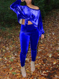 Casual Velour Top and Pants 2PC