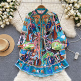 Fair Seaside Vacation V-Neck Broken Flower Dress Women's Summer New Ties With Big Tenders And Fairy