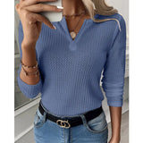 new V-neck long-sleeved waffle mesh long-sleeved shirt top for