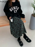 Women Skirts High Waist Loose Floral Jupe Korean Chic Elegant Long Skirt 2023 Faldas Mujer De Mujer Women's