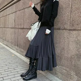 100-Fold Skirt Women's Long-Term 2025 New Autumn Black Irregularly Swing Fish Tail Thin Half