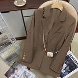Toloer Suit Jacket Female 2024 Spring And Autumn New Korean Version Of Leisure Commuting Temperament Goddess Fan Ka Color Suit Jacket-Outfit