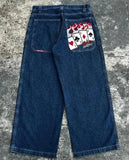 Men's Jeans Y2K Bag Vintage High-Quality Pattern Hip-Hop Street Leisure Men Harajuku Wide Legs-Outfit
