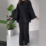 2025 New Round-Neck Bat Sleeve Folding Top-Up Temperament Elegant