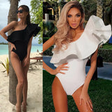 Women Sexy Bodysuit Stretch Leotard Sleeveless Ruffles Slim Evening Party Body Tops T shirt Jumpsuit Romper Summer 2024-Outfit