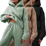 Tracksuit Suit Autumn Fashion Warm Hoodie Sweatshirts Two Pieces Oversized Solid Casual Hoody Pullovers Long Pant