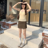 Girls Short Beige Lace Knitted Sling Vest New Sleeveless Underwear In Spring And Summer-Outfit