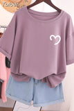 100 Cotton L-5XL Plus Size T Shirt Love Print Tshirt Short Sleeve Women's Tops Summer Kawaii Couple O Neck T