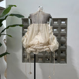 Summer Time Pure Romantic Lysula With Folded Puffs Folded Puffs Hanging Neck-Luff Dress
