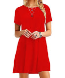 Color Summer Womans Printed Dress Short Sleeve Mini Causal Dress Crew Neck Basic A-line Floral Printed Leopard Thick