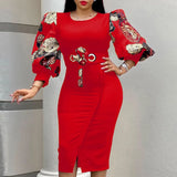 ladies dress plus size commuter plus size print European and American