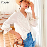 2023 Spring Summer Blouse Shirts Women Long Sleeve Boho White Loose Blouses Shirt Women's Clothing Beach Tops